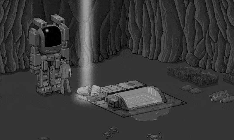Cave with Robot GIF